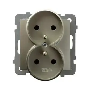 Розетка Ospel GP-2GRZ/m/45 двойная с заземлением 16A сатин сталь IP20