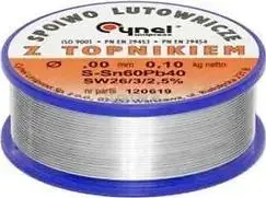 Solder wire CYNEL SN60PB40 with flux core 1 mm 100 g, tin-lead alloy SN60PB40