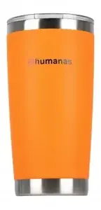 Ceļojumu krūze Aptel Humanas Fluo 600 ml — termo trauks dzērieniem, oranžs