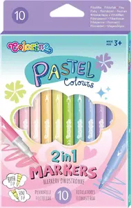 Маркер PATIO двусторонний модель 80875PTR — 10 пастельных цветов (Colorino Kids)