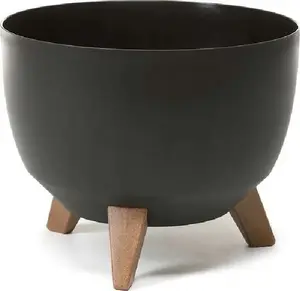 Puķupods LAMELA ROMA keramiskais trauks ar 3 kājām, modelis ROMA29czarna, melns, H 23 cm