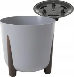 Plastic flower pot LAMELA Frida with inner insert, grey, model LL272280/ALL
