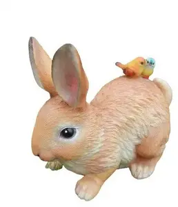 Decorative figurine Lumarko Rabbit with Birds, ceramic/resin ornament (model NF22-058)