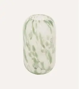 Vase Lumarko Arvo H26cm, ceramic tabletop vase, white and green finish