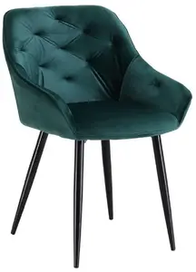 Chair Halmar V-CH-K/487-KR-C.Z – dining chair, green fabric upholstery, metal legs