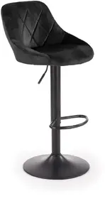 Bar stool Halmar H-101 Velvet — black fabric seat, metal legs, swivel high stool