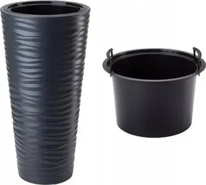 Flower pot FORM_PLASTIC Sahara Dunes Slim 2724-014, color Anthracite, round, plastic