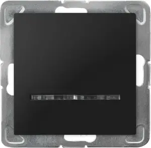 Single-pole switch with blue indicator light Ospel IMPRESJA ŁP-1YS/m/33 black metallic