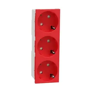 Rozete Schneider Electric NU307603, 2P 16A Schuko, sarkana, IP21, 250V 50/60Hz