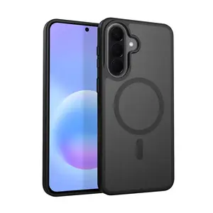 MagSafe-style Hybrid Matte Magnetic Case Crong for Samsung Galaxy A57 — TPU & PC, for 6.7" screen, Black Translucent