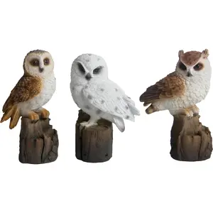 Decorative figurine Esschert Design owl on trunk model 37000209, resin decorative statue, single piece