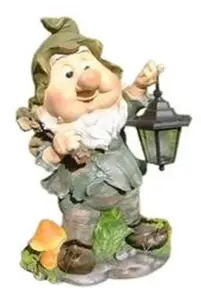Garden statue Voyageur Press STATUE DWARF WITH LANTERN - decorative dwarf with lantern