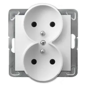 Розетка Ospel GP-2YRAZ/m/00 белая, двойная с заземлением, 16 A, IP20