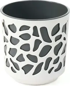Flower pot cover Duo by 41994-uniw, cream and anthracite two-tone planter