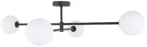 Griestu lampa TK KRYWULT Sarius 4735 — platā griestu lampa 4×6W G9, melnbalta