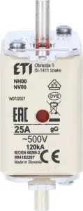 Fuse cartridge Shumee KOMBI NH00 gG 25A 500V (set of 3)