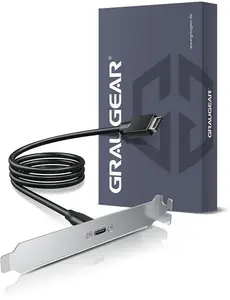 GrauGear USB-C Extension Cable with PCI Slot Bracket G-ETC-20G-B for PC Case