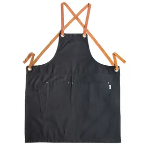 Kitchen apron WITT 48651019 — unisex black apron, monochromatic, width 755 mm, height 865 mm