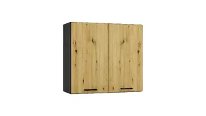 Kitchen furniture set STOLKAR Cosmo Design ANIKA, artisan oak doors, graphite frame, 200 cm, W80 cabinet included