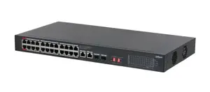 Коммутатор DAHUA S3228-24GT-375 неуправляемый L2 PoE 26x Gigabit (24 PoE) + 2x SFP, 52 Гбит/с, MAC 8000, черный