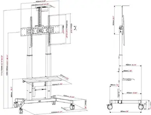 Motorised Flat Panel Cart VISION VFM-F26M — 80 kg Load Capacity, Motorised TV/Monitor Transport