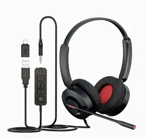 WELL Mairdi MRD-816C Dual austiņas — USB-A, USB-C un 3,5 mm savienojumi