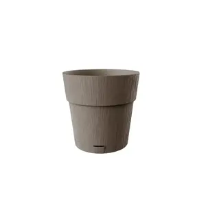 Flower pot with tray Stefanplast Ethica Ø20×19 cm, plastic, self-watering, 7.5 L, brown