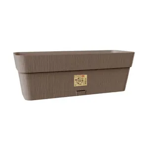 Flower box with tray Stefanplast Ethica 50×18×17 cm — plastic self-watering planter, 9.5 L, recycled materials