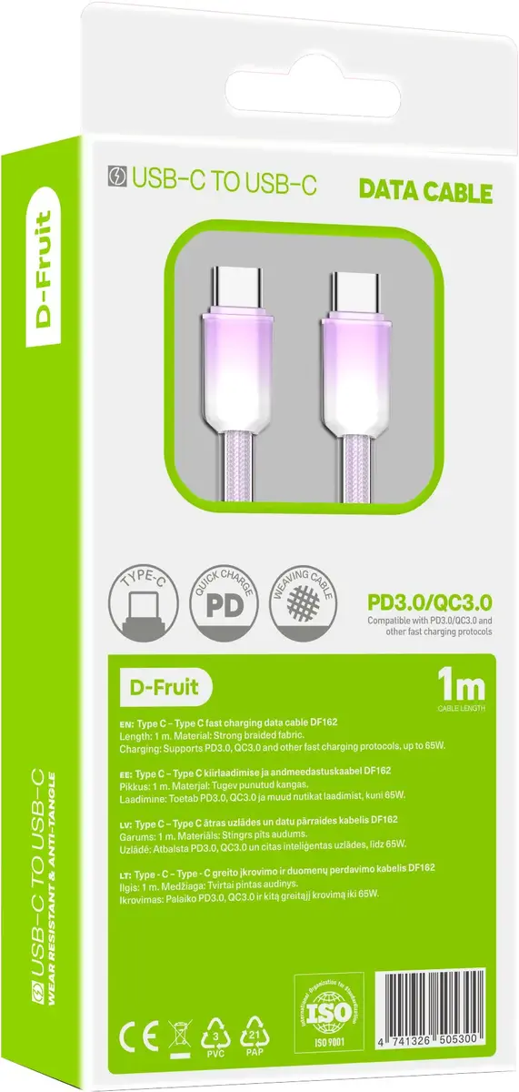 Кабель USB-C — USB-C D-Fruit DF162 1 м Photo 2