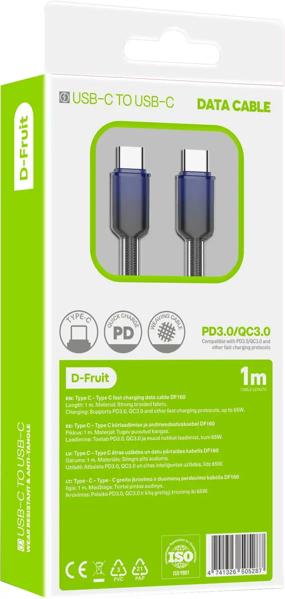 Кабель USB-C — USB-C D-Fruit DF160 1м Photo 2