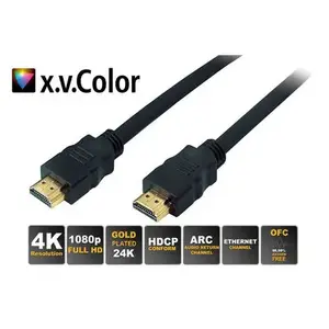 S/CONN HDMI cable A/A 2m — HDMI Type A male to male, gold-plated contacts, 8.16 Gbit/s, black