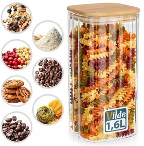 Glass Kitchen Container Vilde 229249 – Airtight storage jar for dry food 1.6L