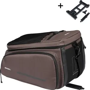 Сумка на багажник Basil MOV TRUNK BAG MIK с адаптером для крепления, 10–26 л, водонепроницаемая, коричневая