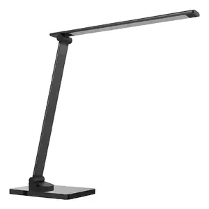 Galda lampa Unilux POPPY LED F melna — alumīnijs un stikls, 420 lm, 50 000 h, augstuma regulēšana 0–130 mm
