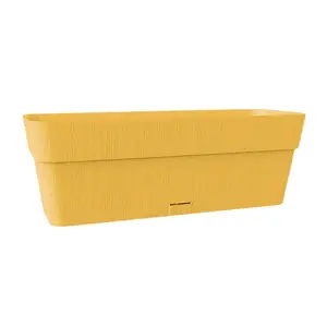 Flower box with tray stefanplast Ethica 50 x 18 x 17 cm, 9.5 L, self-watering, recycled plastic, mustard yellow