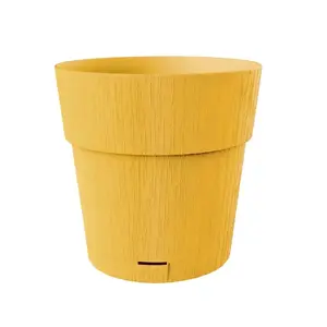 Flower pot with tray Stefanplast Ethica Ø25 cm mustard yellow, plastic, self-watering, 9.5 L