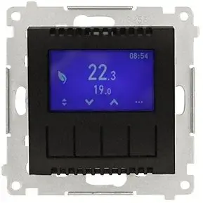 Programmējams termostats Kontakt-Simon Simon 54 DETD1A.01/49 ar iebūvēta/ārēja temperatūras sensora atbalstu 16A 230V melns