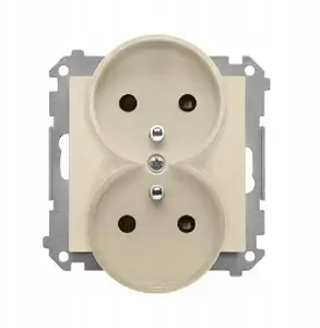 Двойная розетка 16 A 250 V~ с заземлением и шторками, Kontakt-Simon TGZ2MCZ.01/144, шампань матовая