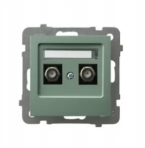 Антенный разъем типа F двойной Ospel GPA-2GF/m/84, зеленый матовый, двойной F-разъем