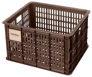 Basil Bicycle Crate M front or rear bike basket, 27L, recycled synthetic, brown