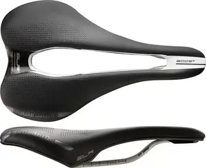 Седло Selle Italia SLR Boost Endurance Superflow L с рельсами Ti 316 и покрытием Fibra-Tek, чёрное