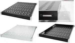 LOGILINK 19" Shelf 1U adjustable depth 350 mm perforated steel for 600 mm deep 19" cabinets (SF0600G)
