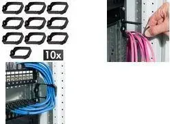 Cable guide bracket set LOGILINK OR0004, 19" rack mount, plastic, 44×70 mm, lockable, black