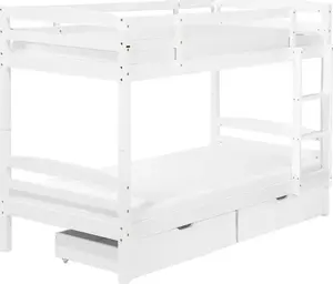 Двухъярусная кровать с ящиками Beliani REGAT — деревянная 90 x 200 см, белая