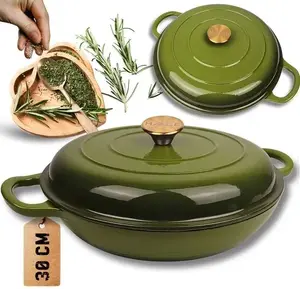 Atusa emaljēts čuguna plakanais katls 30 cm 3 L olīvu DN30-olive