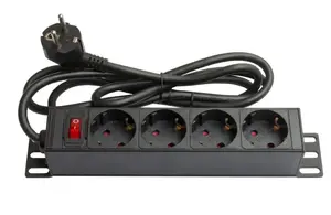 Сетевой удлинитель Alcasa GC-N0075 с 4 розетками Type F, 250 В, 16 A, 3500 W, для помещений, алюминиевый корпус, черно-красный