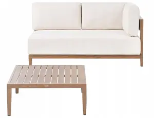 Outdoor sofa with table Beliani SAMPIERI for 2 persons, metal frame, brown