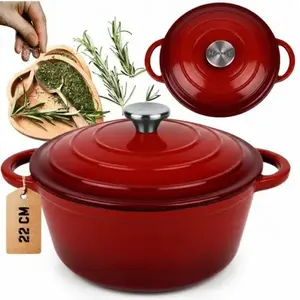 Emaljēts čuguna katls Atusa DQ22-red — 22 cm, 3 L, sarkans
