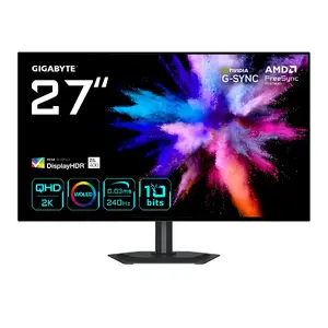 27" OLED 2K QHD игровой монитор GIGABYTE GO27Q24G — 2560x1440, 240 Гц, 0.03 мс, FreeSync Premium, G-Sync Compatible, HDMI 2.1, DP 1.4