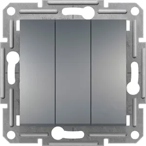 SCHNEIDERE triple switch (frameless) Asfora EPH2100162 — steel finish, three-gang electrical wall switch